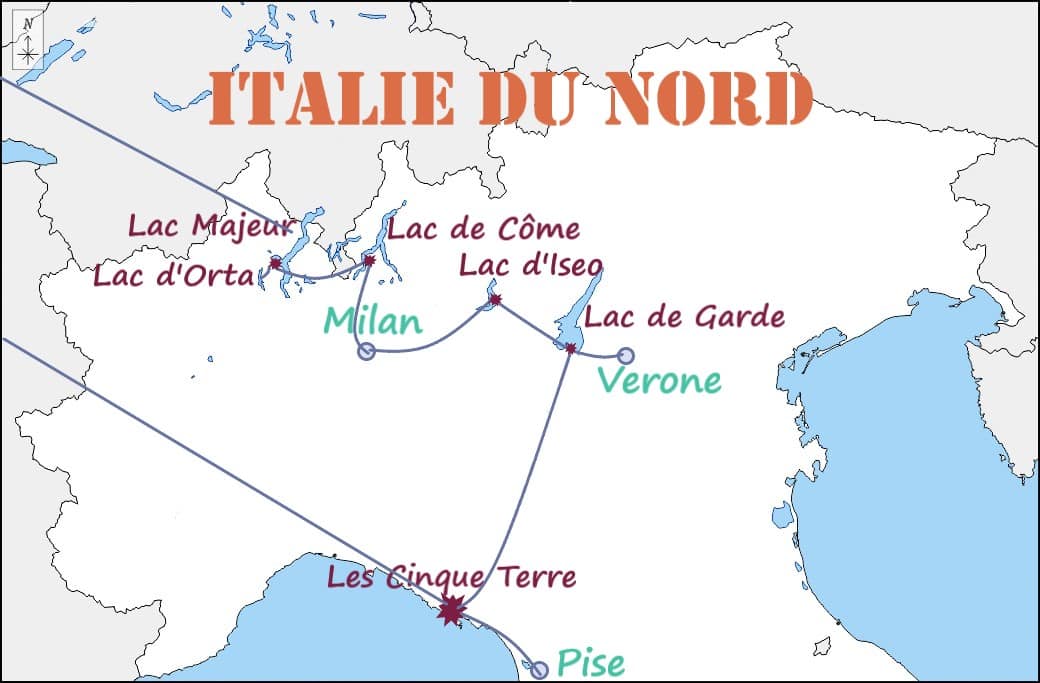 Itineraire 3 semaines italie du Nord